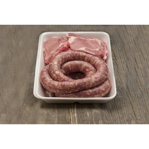 Caissette saucisse et côte de Porc